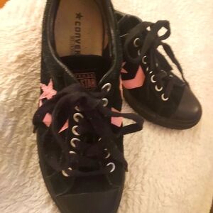 All Star Converse Black Suede and Pink M 8.5/ W 10.5